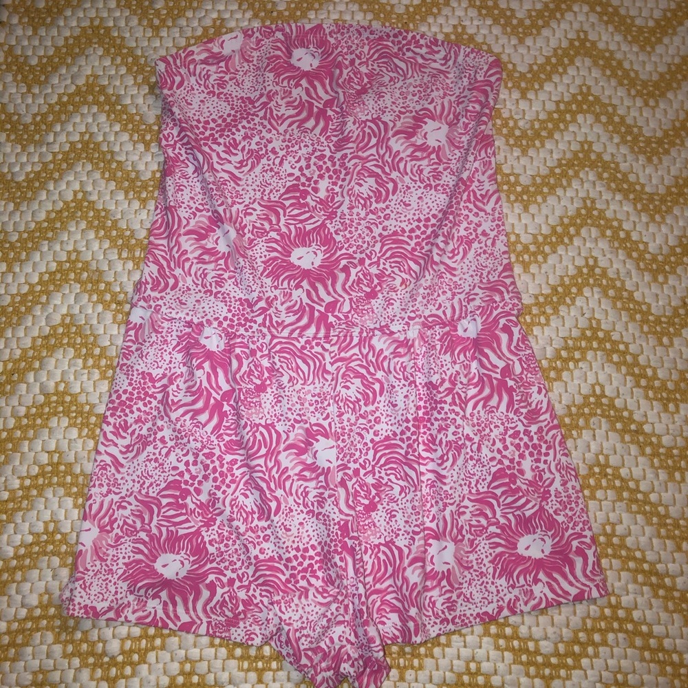Lilly Pulitzer pink strapless romper
